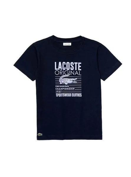 camiseta lacoste sports azul para niño