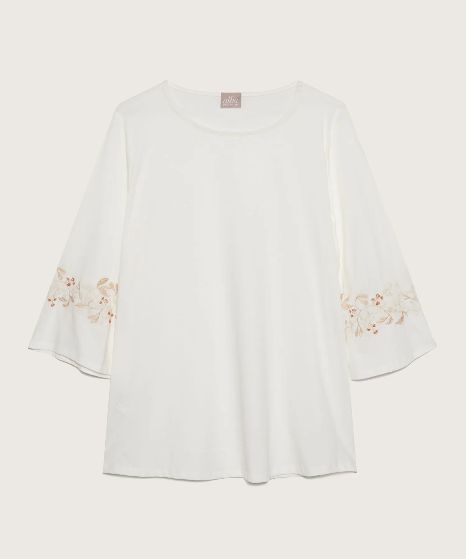 CAMISETA MANGA &FRAC34; CON BORDADO