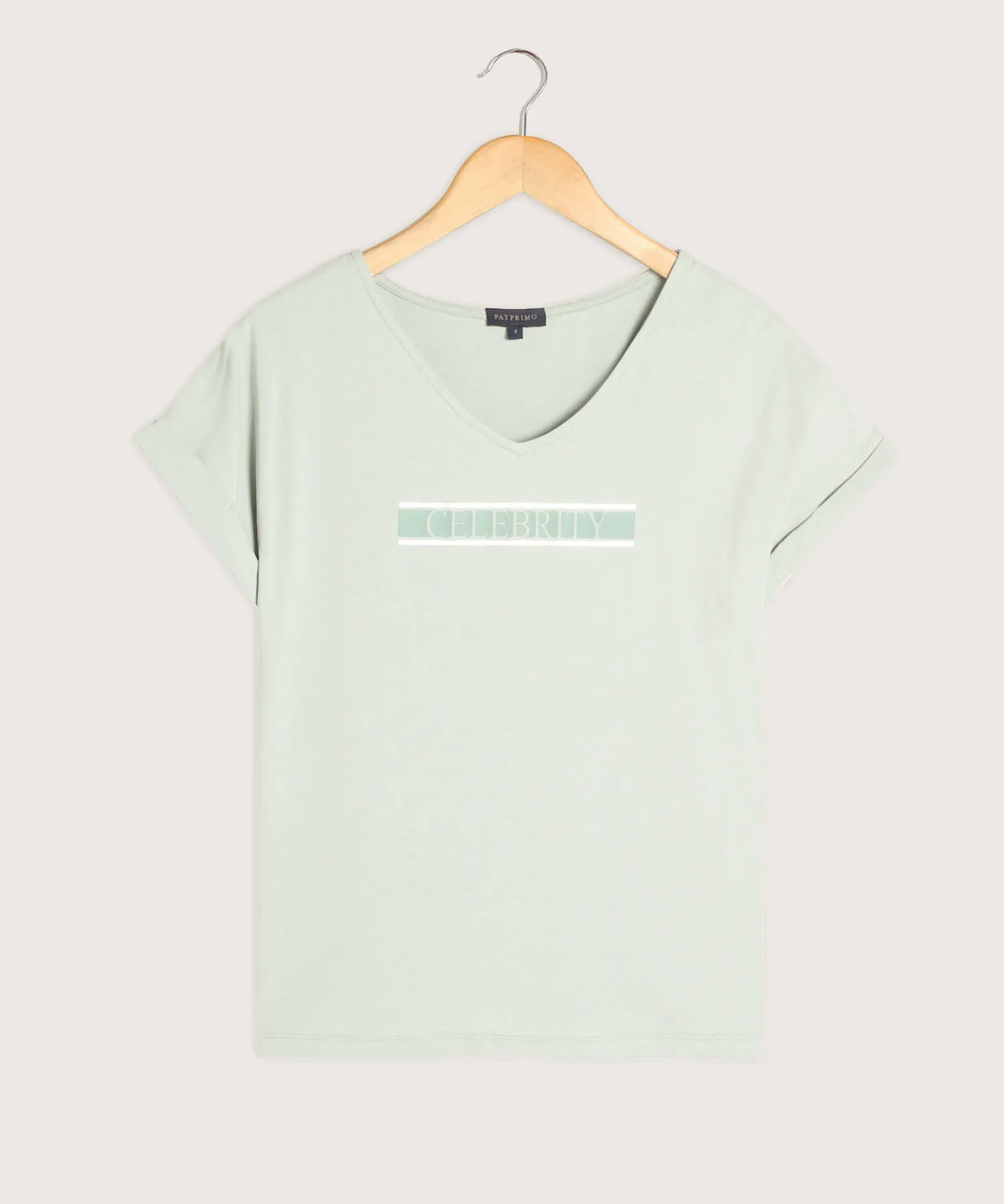 CAMISETA MANGA RODADA CON SCREEN EN FRENTE