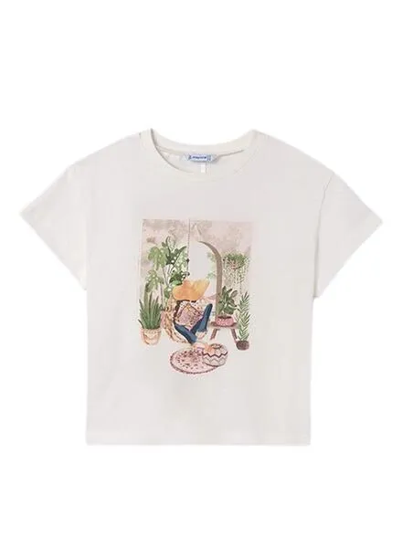 Camiseta Mayoral Espalda Cut Out  Beige Para Niña