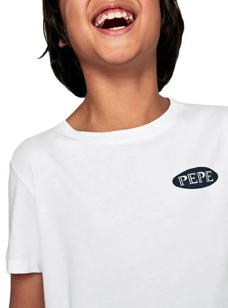 camiseta pepe jeans beltran blanco para niño