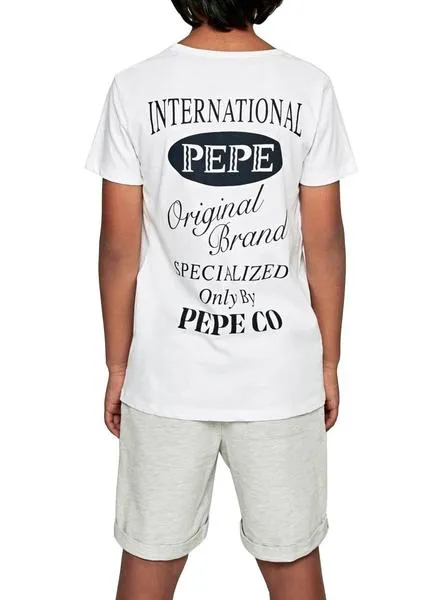 camiseta pepe jeans beltran blanco para niño