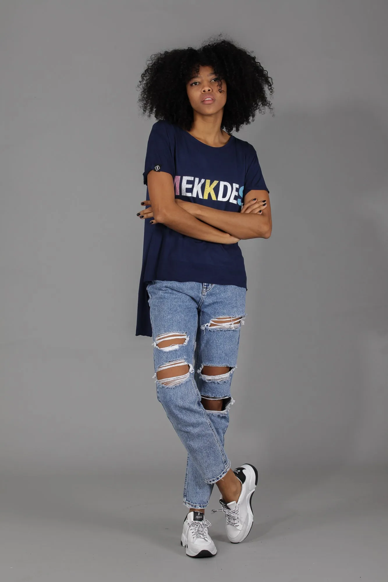 Camiseta viscosa LOGO · MARINO ·