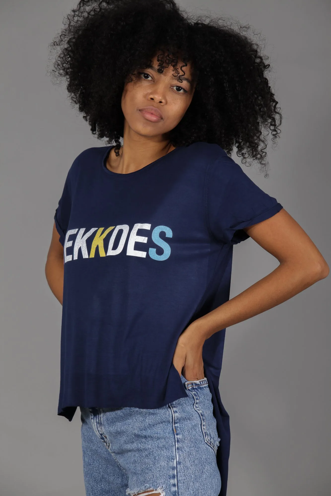 Camiseta viscosa LOGO · MARINO ·