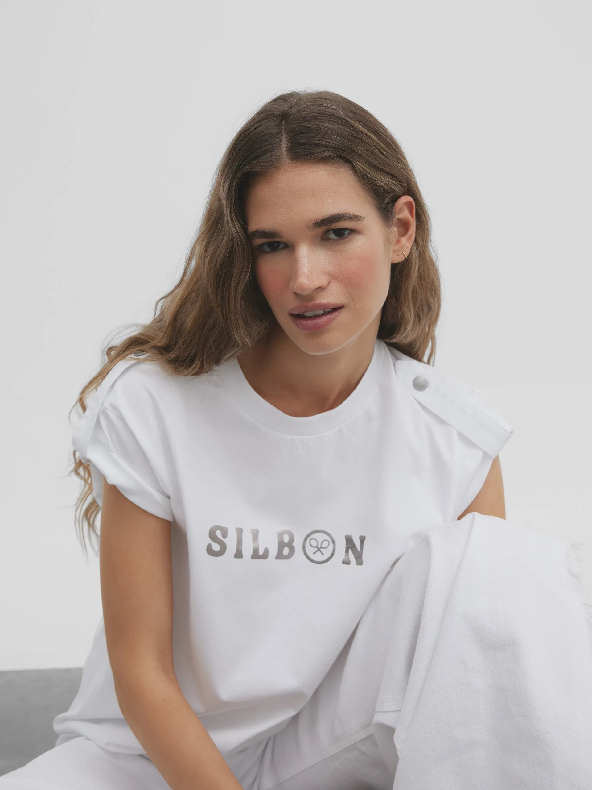 Camiseta woman manga roll out silbon plata