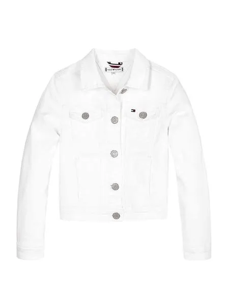 cazadora tommy hilfiger denim blanco para niña