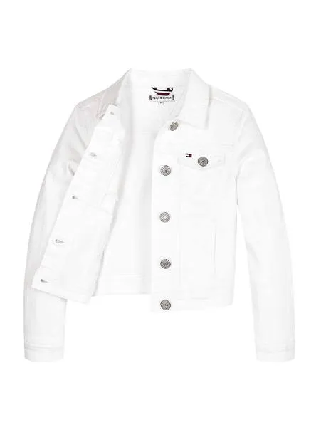 cazadora tommy hilfiger denim blanco para niña
