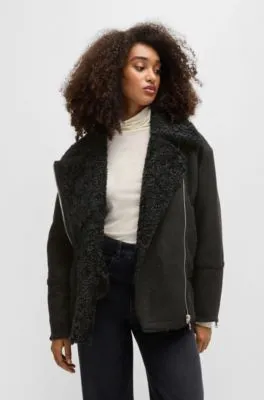 Chaqueta de estilo aviador en ante y lana de cordero sintéticos