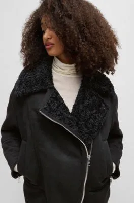 Chaqueta de estilo aviador en ante y lana de cordero sintéticos