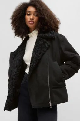 Chaqueta de estilo aviador en ante y lana de cordero sintéticos