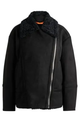 Chaqueta de estilo aviador en ante y lana de cordero sintéticos