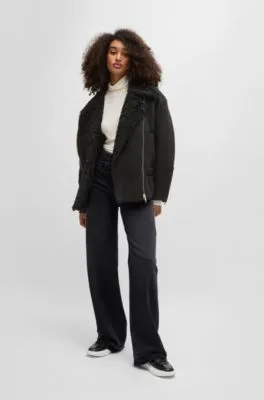 Chaqueta de estilo aviador en ante y lana de cordero sintéticos