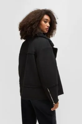 Chaqueta de estilo aviador en ante y lana de cordero sintéticos