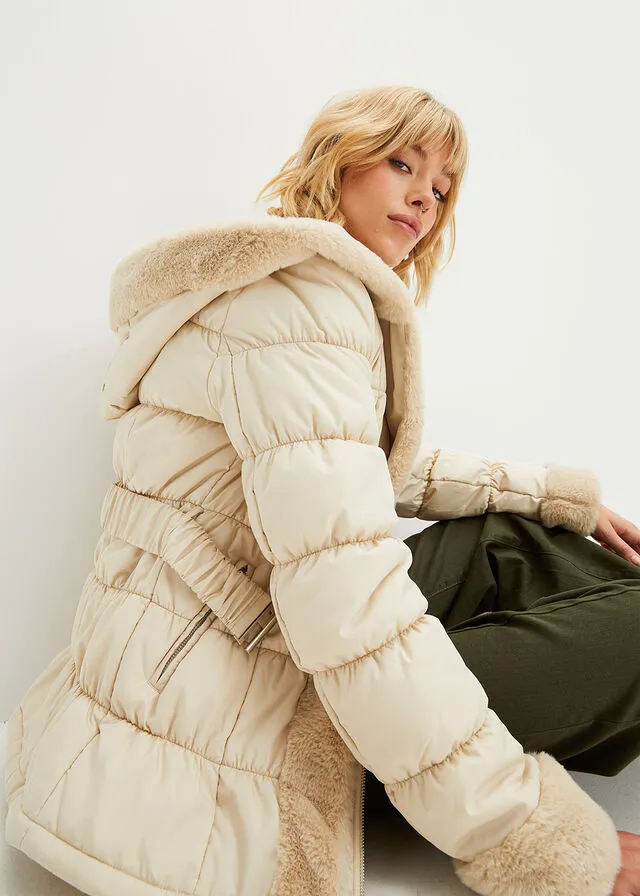 Chaqueta guateada Crema