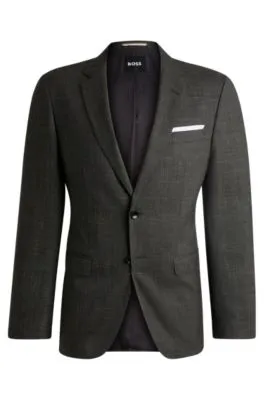 Chaqueta slim fit en lana virgen y lino