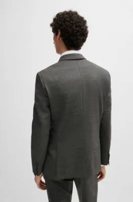 Chaqueta slim fit en lana virgen y lino