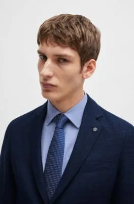 Chaqueta slim fit en tejido elástico jaspeado