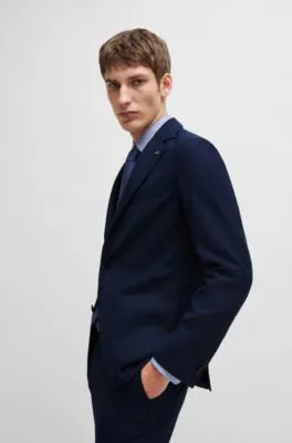 Chaqueta slim fit en tejido elástico jaspeado