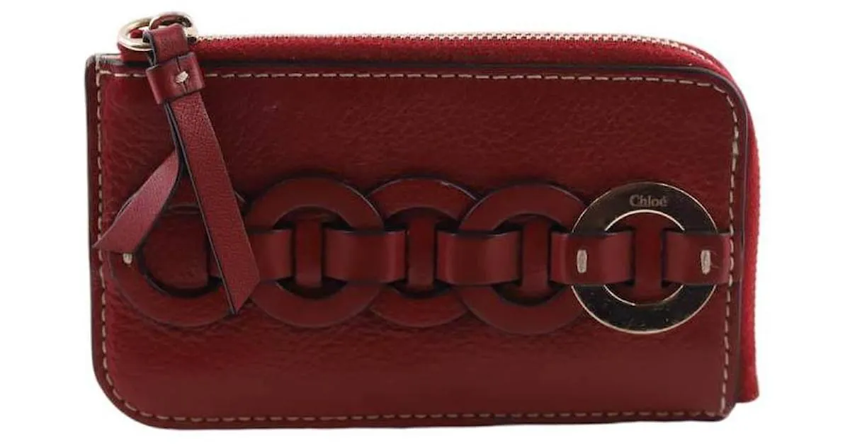 Chloé Porta tarjetas de cuero Roja 