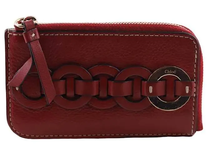 Chloé Porta tarjetas de cuero Roja 