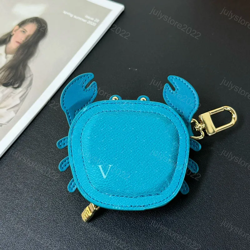 Colgante de cangrejo desigenr llaveros encanto de bolsas para mujeres cartas de cuero para hombres Lanyards de lujo airpods estu