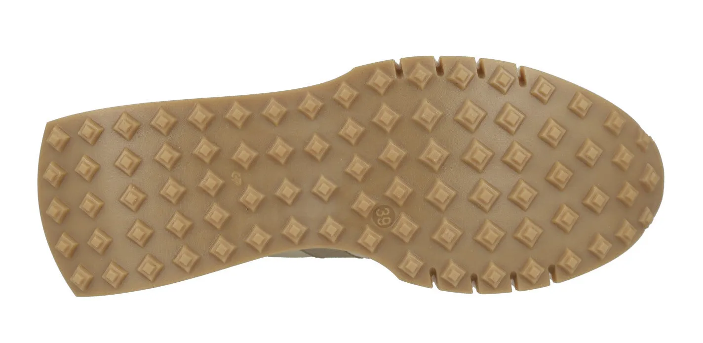Deportivas beige para mujer Cetti en combinado de piel y rejilla