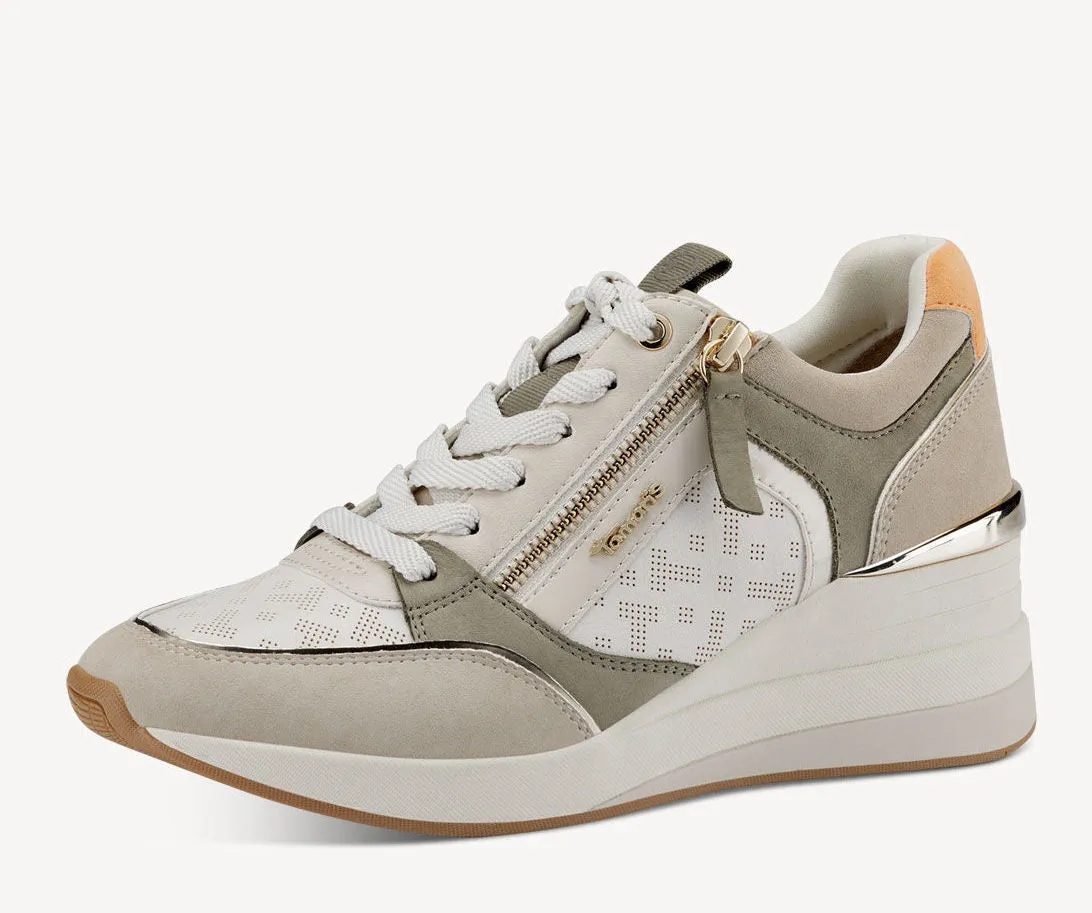 Deportivas con cremallera lateral en combinado pistacho