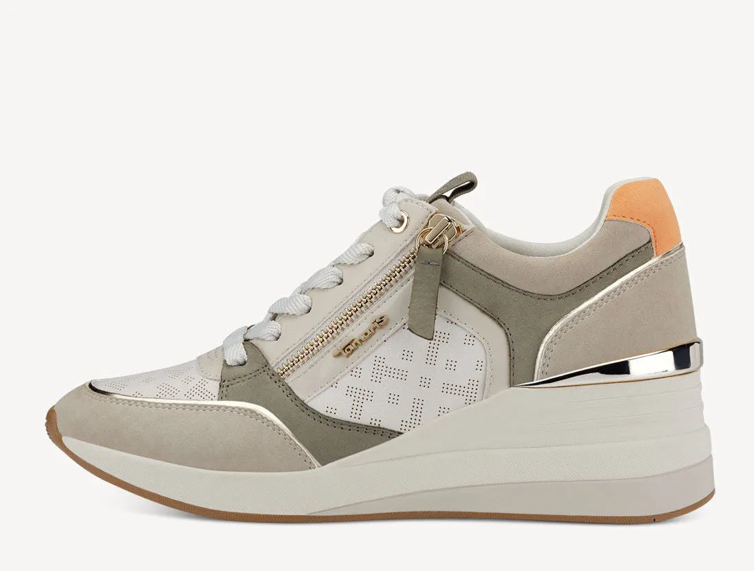 Deportivas con cremallera lateral en combinado pistacho