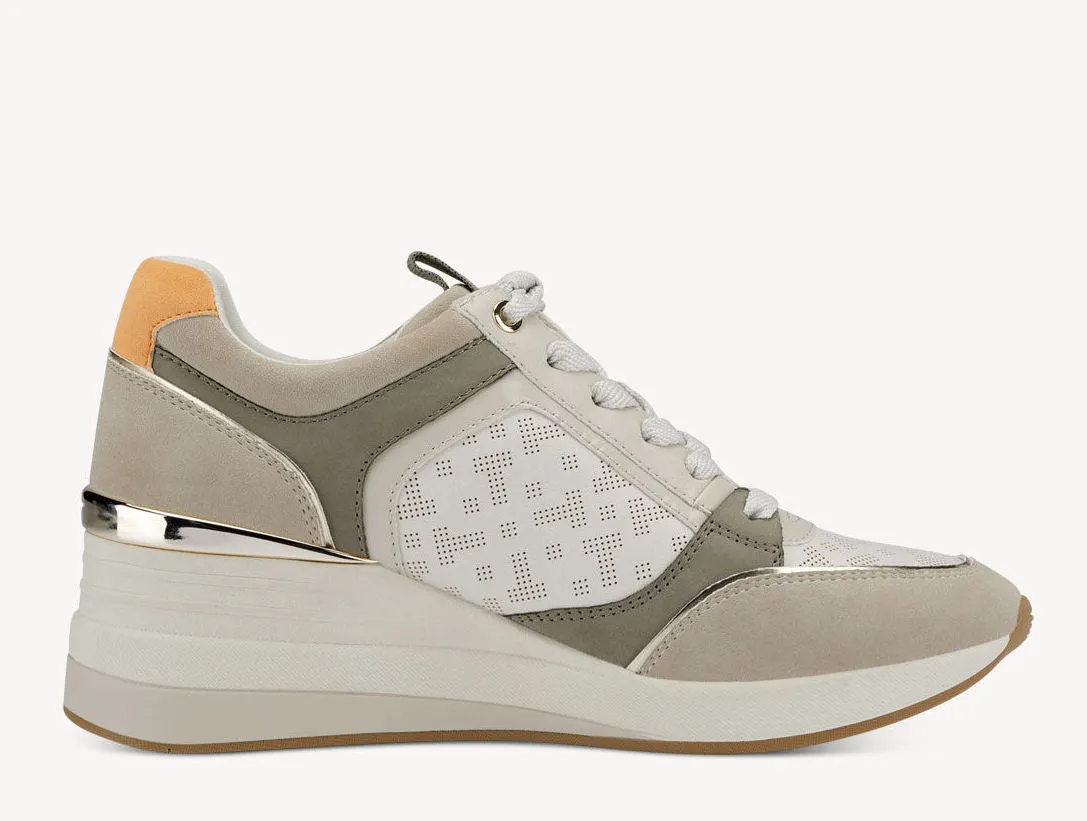 Deportivas con cremallera lateral en combinado pistacho