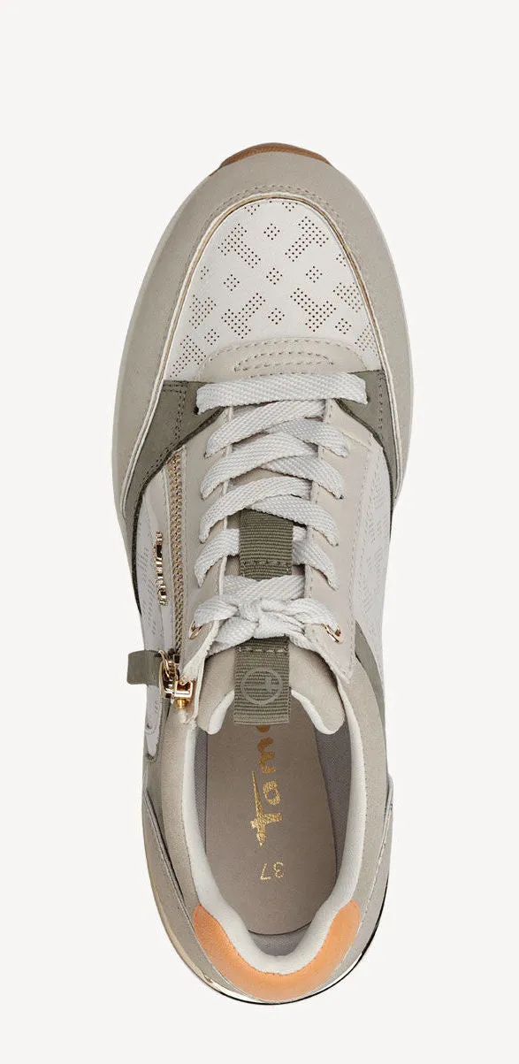 Deportivas con cremallera lateral en combinado pistacho
