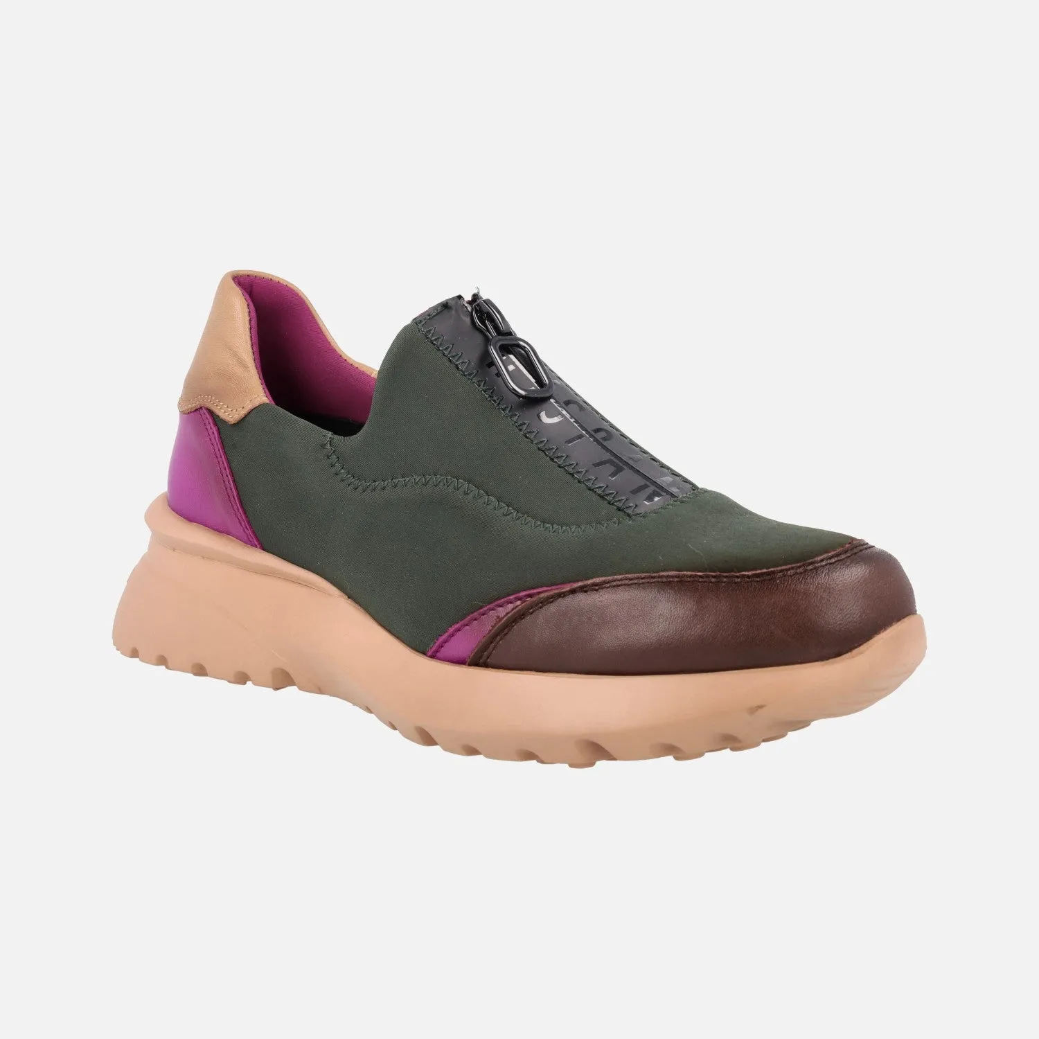 Deportivas Hispanitas Polinesia en combinado verde y magenta