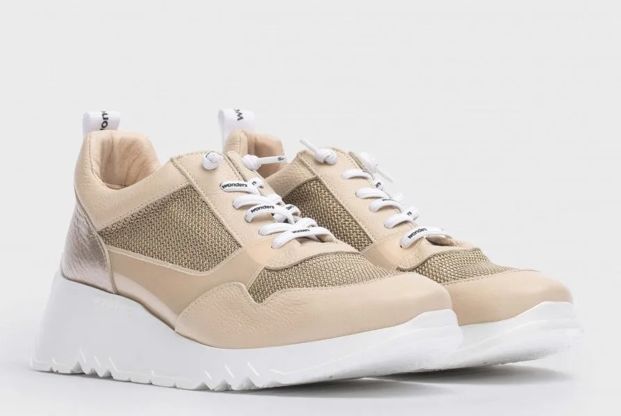 Deportivas multimaterial Suki Natural Beige