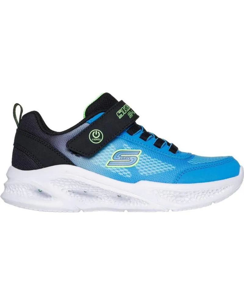 Deportivas SKECHERS  de Niña y Niño ZAPATILLA NINO 401495L BKBL Y NEGRA LUCES  AZUL