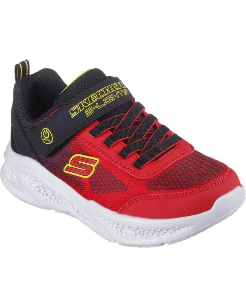 Deportivas SKECHERS  de Niña y Niño ZAPATILLA NINO 401495L RDBK ROJA Y NEGRA LUCES  ROJO