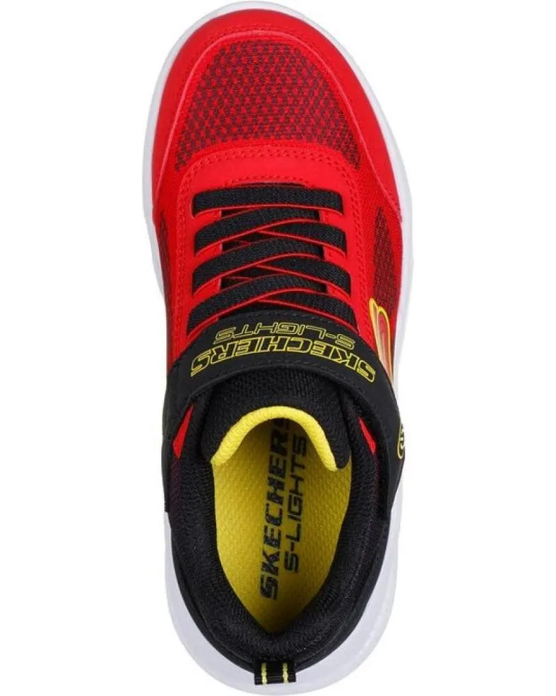Deportivas SKECHERS  de Niña y Niño ZAPATILLA NINO 401495L RDBK ROJA Y NEGRA LUCES  ROJO