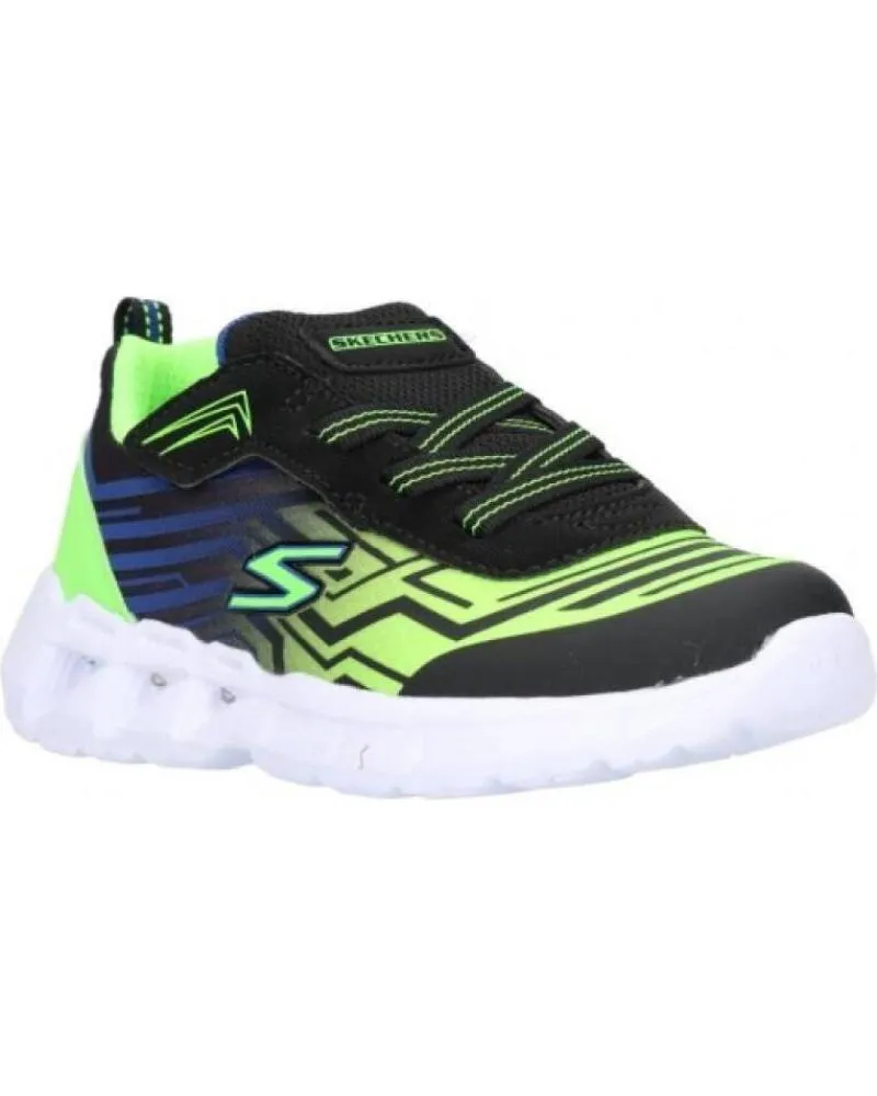 DEPORTIVAS SKECHERS  DE NIñO ZAPATILLA MAVER BEBE LUZ 401503NBBLM NEGRA Y VERDE  NEGRO