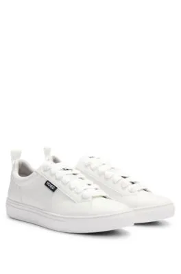 Deportivas tipo cupsole de piel sintética con bandera con logo