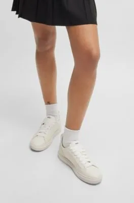 Deportivas tipo cupsole de piel sintética con bandera con logo