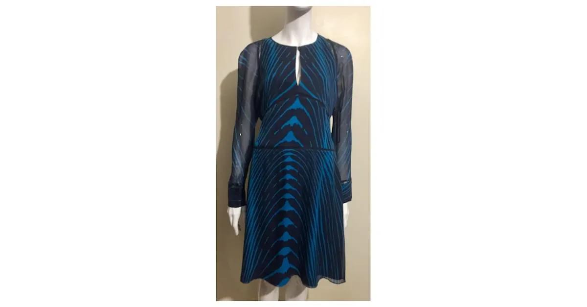Diane Von Furstenberg Vestido de seda DvF Glenna Azul marino Turquesa 