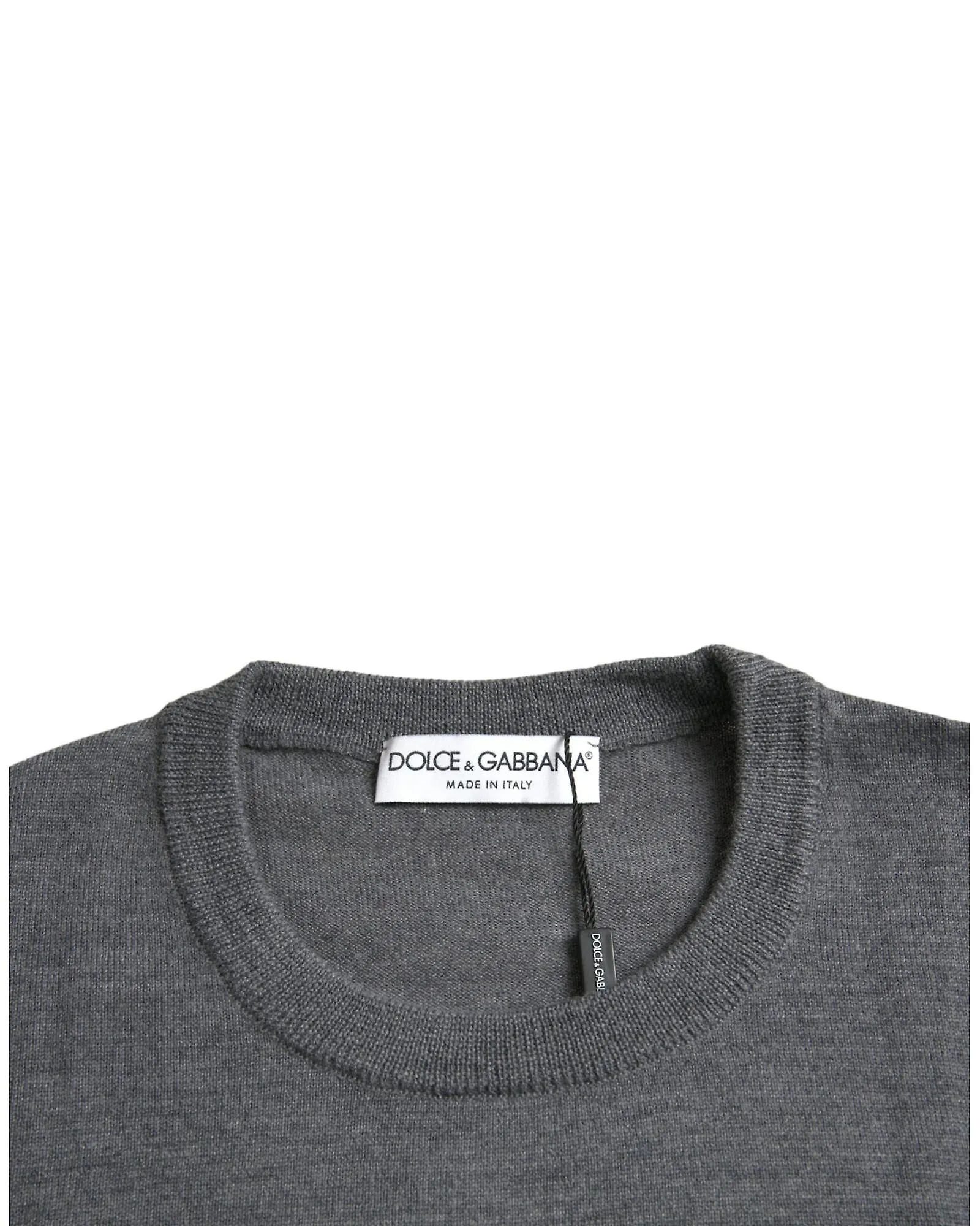 Dolce & Gabbana Dark Gray Wool Crew Neck Pullover Sweater