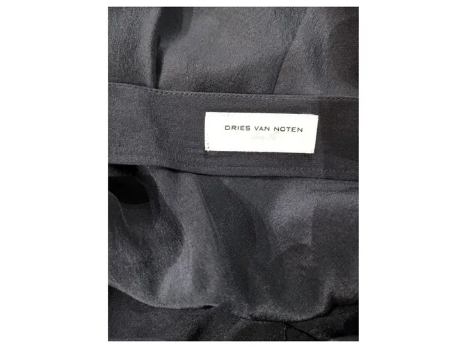Dries van Noten vestido de seda FR36 Azul marino 