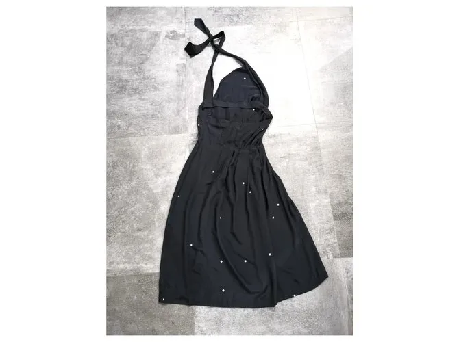 Dries van Noten vestido de seda FR36 Azul marino 