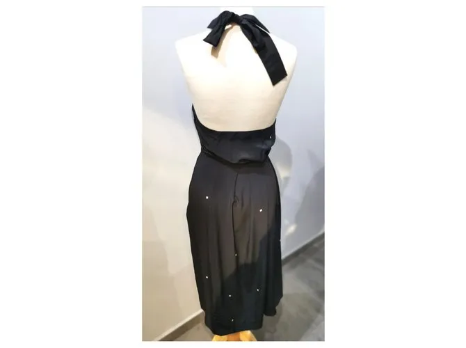 Dries van Noten vestido de seda FR36 Azul marino 