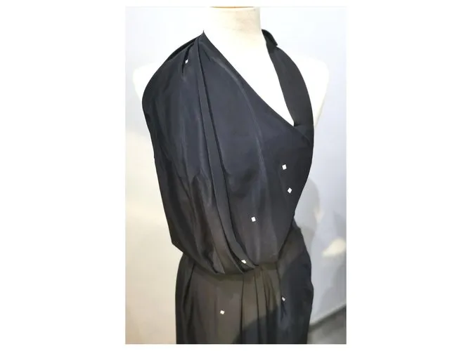 Dries van Noten vestido de seda FR36 Azul marino 