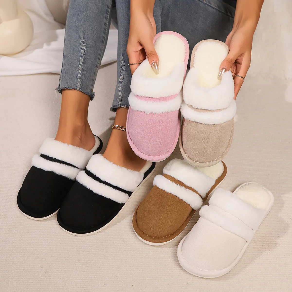 envío gratis toboganes diseñadores zapatos para mujeres gruesas zapatillas de algodón con solas de algodón plano zapatillas de p