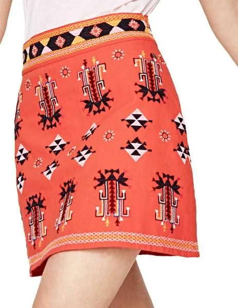 falda pepe jeans bordados etnicos