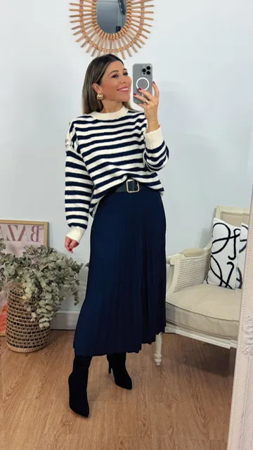 Falda plisada tablitas marino
