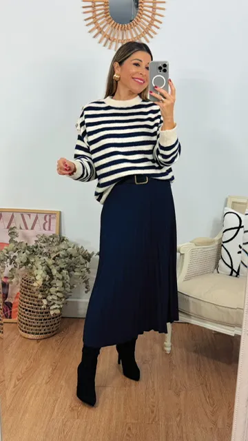 Falda plisada tablitas marino