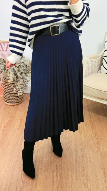 Falda plisada tablitas marino