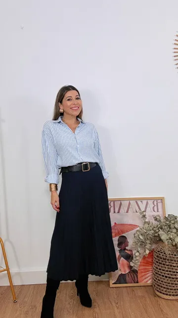 Falda plisada tablitas marino